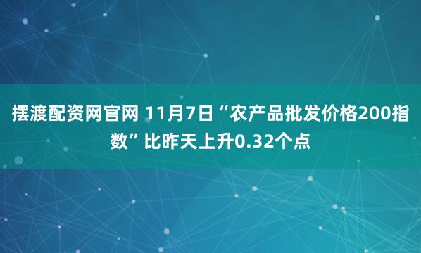 摆渡配资网官网 11月7日“农产品批发价格200指数”比昨天上升0.32个点