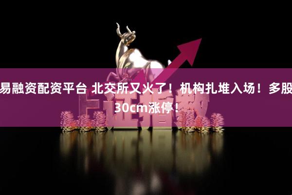 易融资配资平台 北交所又火了！机构扎堆入场！多股30cm涨停！